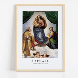 Raphael Print Descargar archivo digital, Raphael - The Sixtine Madonna 1512 Wall Art, FrameTV Art Prints Monet Descargar impresión