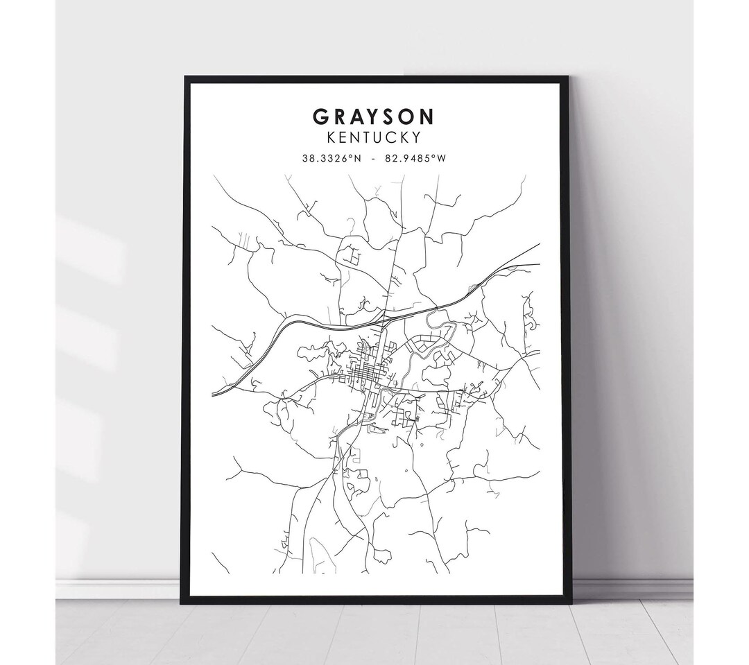Grayson Map Print Grayson Kentucky Map Print Grayson Kentucky Map Decor Canvas Print Etsy