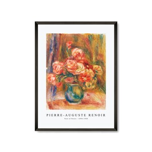 Pierre Auguste Renoir Art Print | Vase of Roses 1890-1900 | Pierre Auguste Renoir Wall Art Decor
