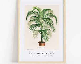 Paul de Longpre Print Download Digital File - A lithograph of Cocos Weddelliana 1875 Wall Art, Frame TV Art Prints, Wall Decor, Download