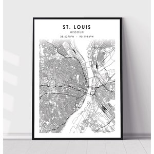 St. Louis Map Print | St. Louis Missouri Map Print | St. Louis Missouri Map Decor Canvas Print