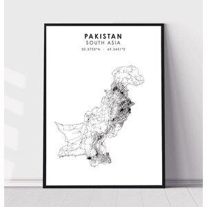 Pakistan Map Print | Pakistan Map Print | Pakistan Map Decor Canvas Print