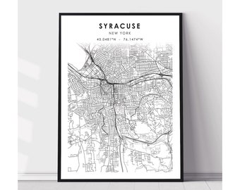 Syracuse Map Print | Syracuse New York Map Print | Syracuse New York Map Decor Canvas Print