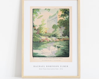 Rachael Robinson Elmer Print Download Digital File - Hotel Plaza from Central Park 1914 Wall Art, Frame TV Art Prints, Wall Decor, Download