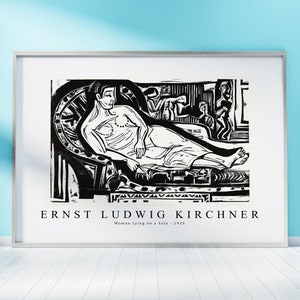 Ernst Ludwig Kirchner Print Download Digital File, Ernst Ludwig Kirchner - Woman Lying on a Sofa 1926 Wall Art, FrameTV Art Download
