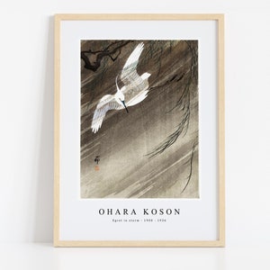 Ohara Koson Print Download Digital File - Egret in storm (1900 - 1936) Wall Art, Frame TV Art Prints, Wall Decor, Download