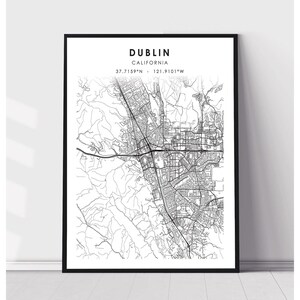 Dublin City Map Print | Dublin California Map Print | Dublin California Map Decor Canvas Print
