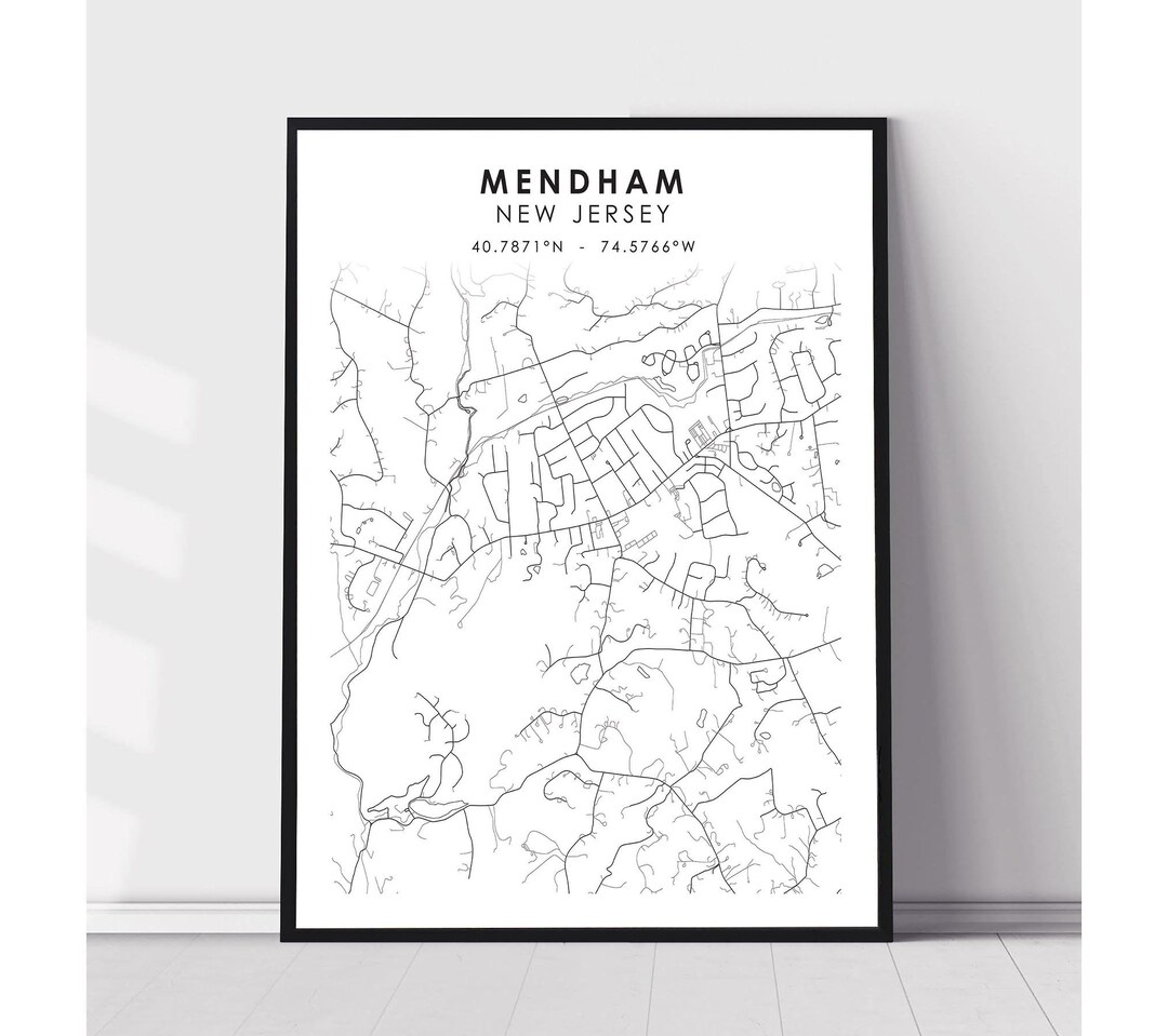 Mendham Map Print Mendham New Jersey Map Print Mendham New Jersey Map