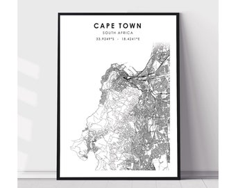 Cape Town Map Print | Cape Town South Africa Map Print | Cape Town South AfricaMap Decor Canvas Print