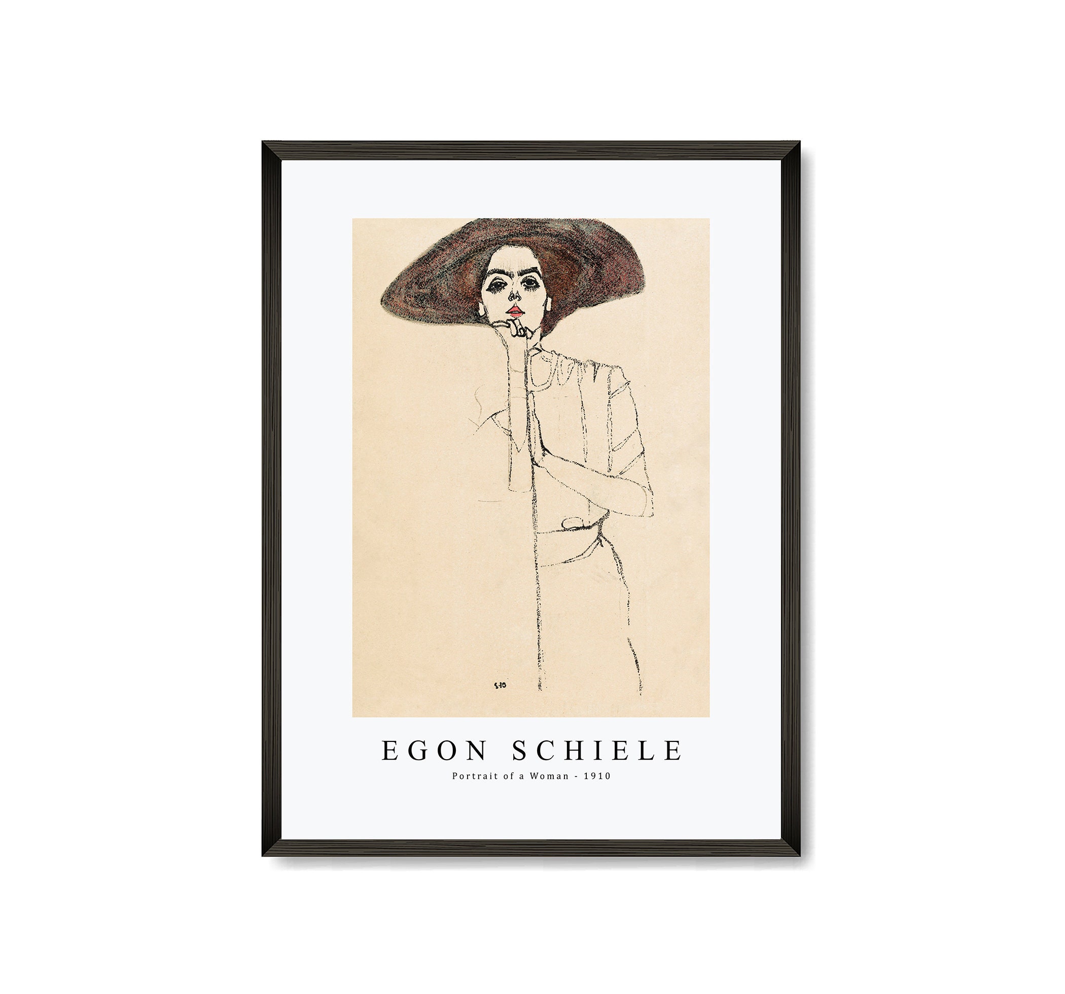 Egon Schiele 線画 木製フレーム付き Egon Schiele 線画 木製フレーム