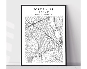 Forest Hills Queens New York Skyline Art Print Poster NY