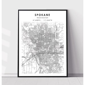 Spokane Map Print | Spokane Washington Map Print | Spokane Washington Map Decor Canvas Print