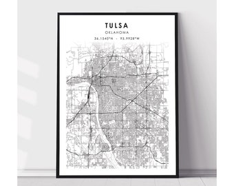 Tulsa Map Print | Tulsa Oklahoma Map Print | Tulsa Oklahoma Map Decor Canvas Print