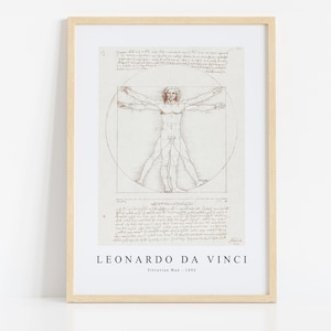 Leonardo Da Vinci Print Download Digital File, Leonardo Da Vinci - Vitruvian Man 1492 Wall Art, FrameTV Art Download Print