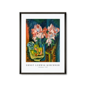 Ernst Ludwig Kirchner Art Print |Ernst Ludwig Kirchner-Pink Roses 1918| Ernst Ludwig Kirchner Wall Art Decor