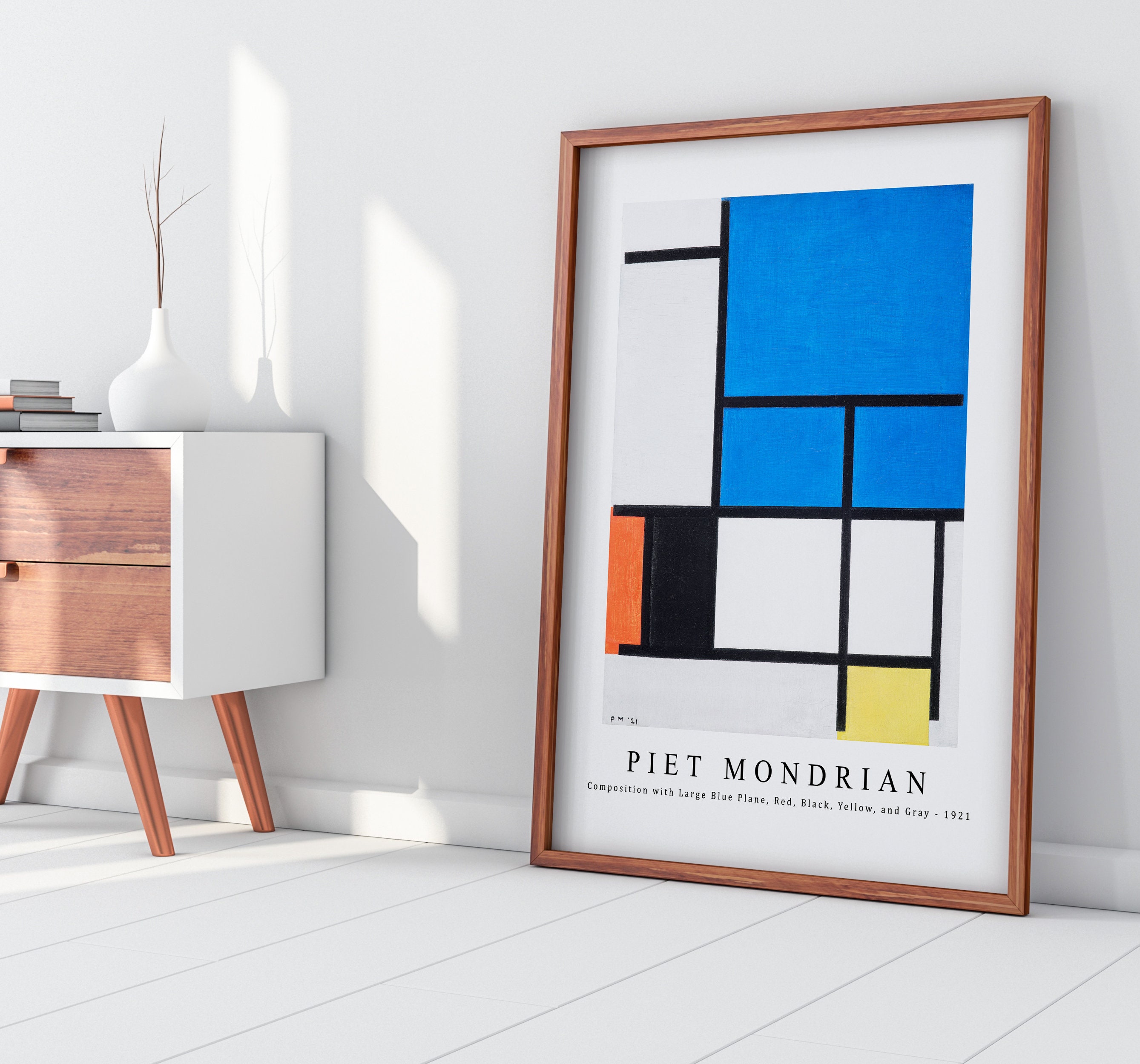 モンドリアン「Composition with Large Red Plane」 Piet Mondrian - Composition with Large Red Plane, Bluish