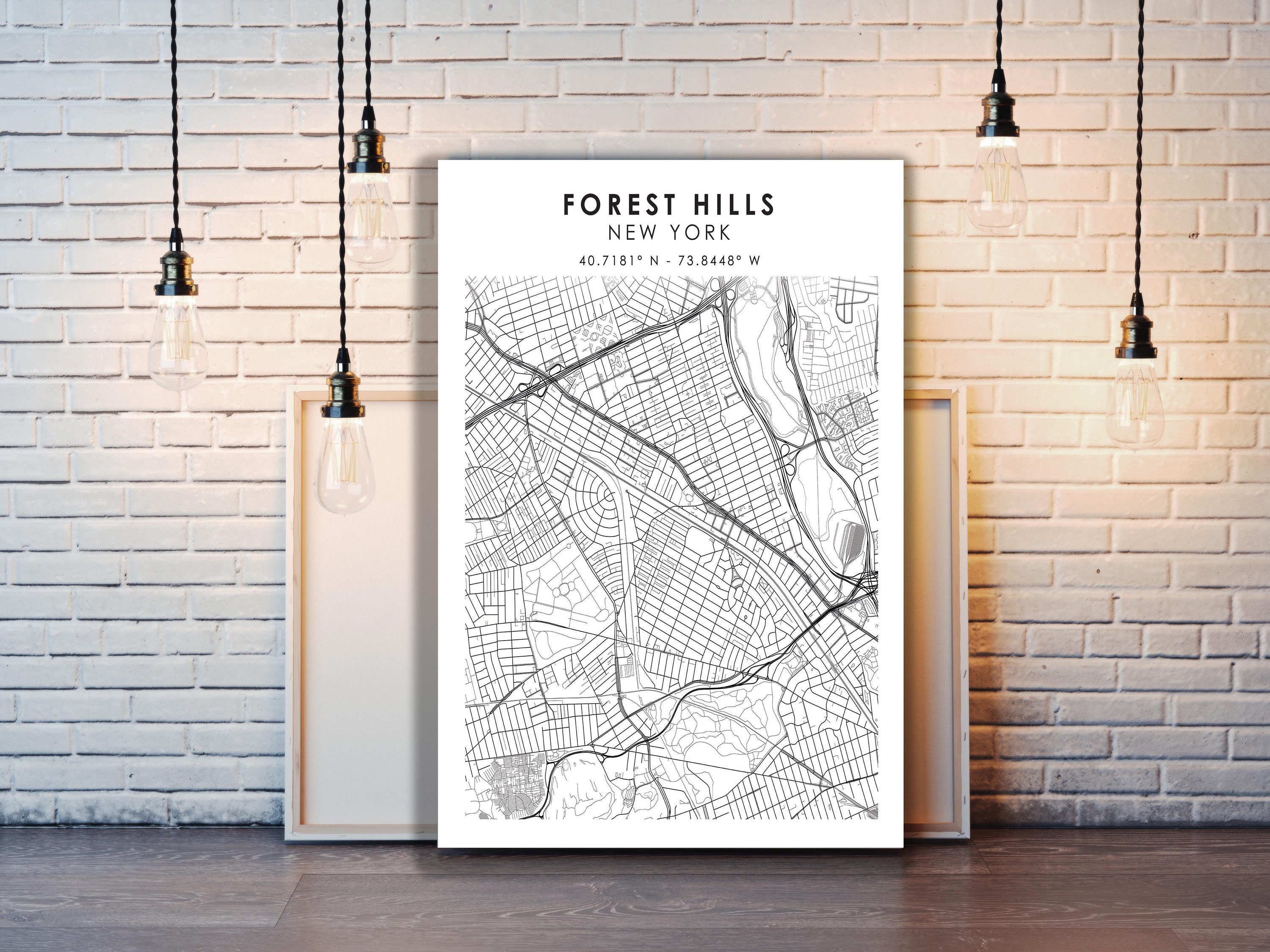絵画 Forest Hills Forest Hills City Map Print | Forest Hills New York Map Print