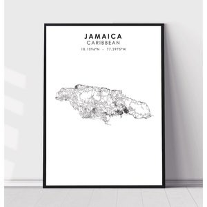 Jamaica Map Print | Jamaica Map Print | Jamaica Map Decor Canvas Print