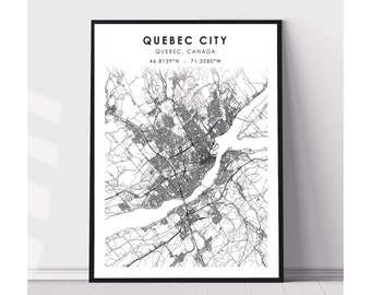 Quebec City Map Print | Quebec City Quebec Map Print | Quebec City Quebec Map Decor Canvas Print