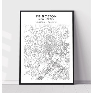 Princeton Map Print | Princeton New Jersey Map Print | Princeton New Jersey Map Decor Canvas Print