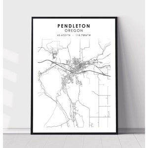 Pendleton Map Print | Pendleton Oregon Map Print | Pendleton Oregon Map Decor Canvas Print