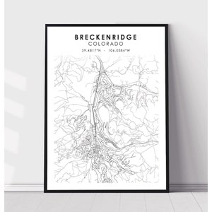 Breckenridge Map Print | Breckenridge Colorado Map Print | Breckenridge Colorado Map Decor Canvas Print