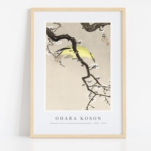 Ohara Koson Print Download Digital File - Chinese oriole on plum blossom branch1900-1910 Wall Art, Frame TV Art Prints, Wall Decor, Download