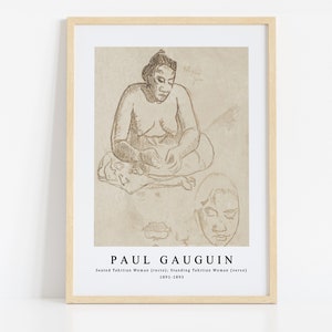 Paul Gauguin Print Download Digital File - Seated Tahitian Woman; Standing    1891-1893 Wall Art , Frame TV Art Prints, Wall Decor, Download