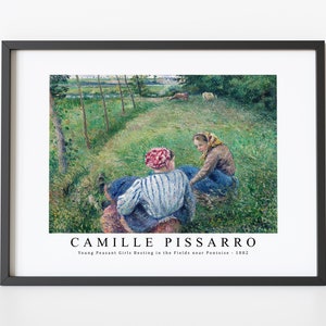 Camille Pissarro Art Print | Camille Pissarro-Young Peasant Girls Resting in the Fields near Pontoise 1882 | Camille Pissarro Wall Art Decor