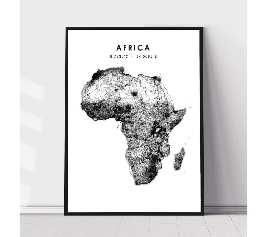 Africa Map Print Africa Map Print Africa Map Decor Canvas Print Etsy