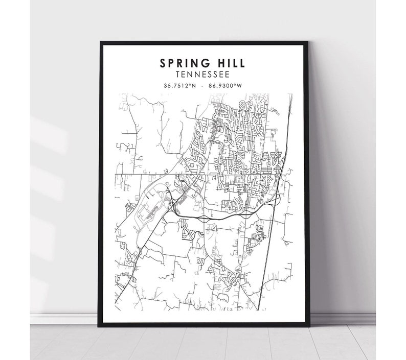 Spring Hill City Map Print Spring Hill Tennessee Map Print Etsy