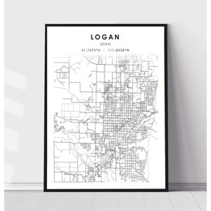 Logan Map Print | Logan Utah Map Print | Logan Utah Map Decor Canvas Print