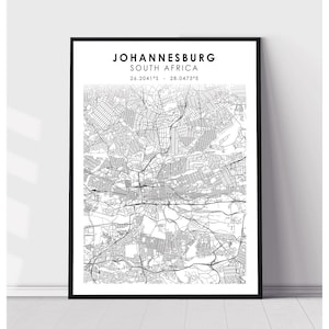 Johannesburg Map Print | Johannesburg South Africa Map Print | Johannesburg South Africa Map Decor Canvas Print