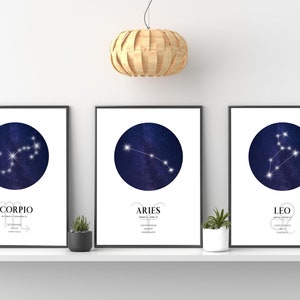 Aries Zodiac Print | Aries Horoscope Star Map | Aries Star Sign | Aries Astrology Sign Print | Aries Constellation Print image 3