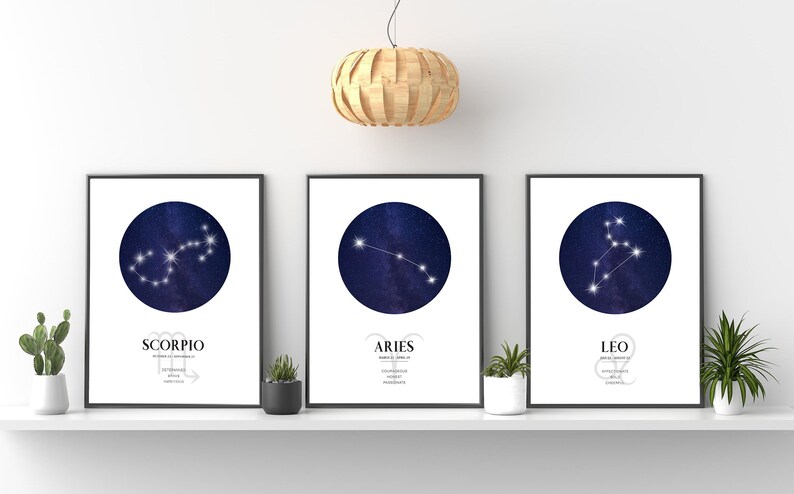 Aries Zodiac Print | Aries Horoscope Star Map | Aries Star Sign | Aries Astrology Sign Print | Aries Constellation Print image 3