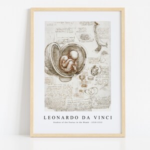 Leonardo Da Vinci Print Download Digital File, Leonardo Da Vinci - Studies of the Foetus in the Womb 1510-1513 Wall Art, FrameTV ArtDownload