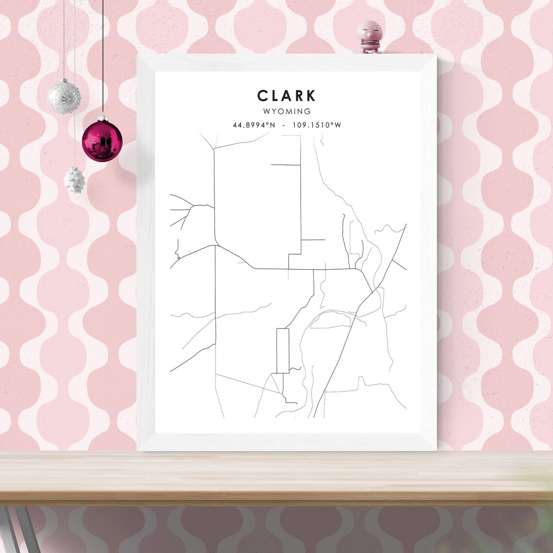 Clark Map Print Wyoming USA Map Art Poster Clark City Road Etsy