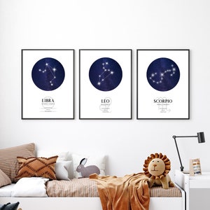 Leo Zodiac Print | Leo Horoscope Star Map | Leo Star Sign | Leo Astrology Sign Print | Leo Constellation Print bild 5