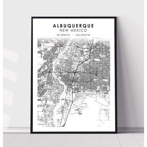 Albuquerque City Map Print | Albuquerque New Mexico Map Print | Albuquerque New Mexico Map Decor Canvas Print