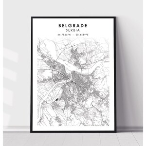 Belgrade City Map Print | Belgrade Serbia Map Print | Belgrade Serbia Map Decor Canvas Print