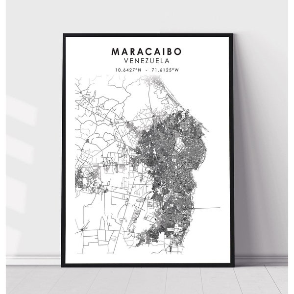 Maracaibo City Map Print | Maracaibo Venezuela Map Print | Maracaibo Venezuela Map Decor Canvas Print