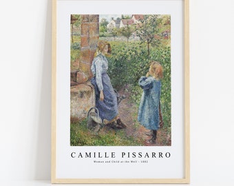 カミーユ・ピサロ「井戸端の女性と子供」キャンバス壁アート印象派