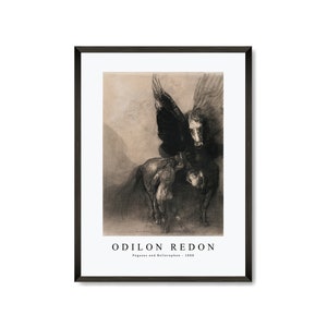 Odilon Redon Art Print| Odilon Redon Art Canvas | Odilon Redon-Pegasus and Bellerophon 1888 | Odilon Redon Wall Art Decor