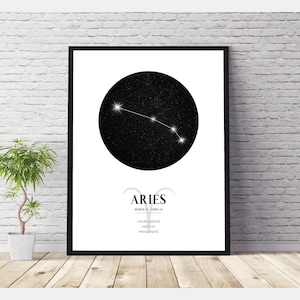| d’impression du zodiaque Bélier Carte des étoiles de l’horoscope du Bélier | Signe étoilé Bélier | Signe astrologique Bélier Imprimer | Constellation du Bélier Imprimer