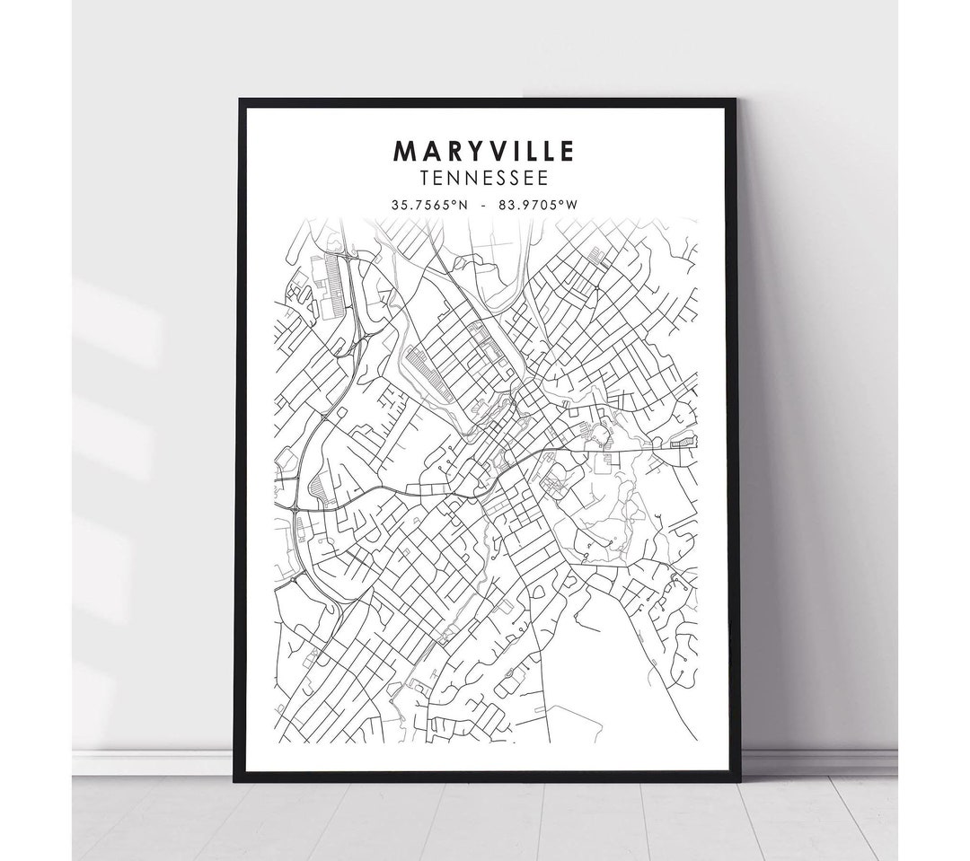 Maryville City Map Print | Maryville Tennessee Map Print | Maryville ...