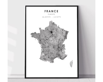 France Map Print | France Map Print | France Map Decor Canvas Print