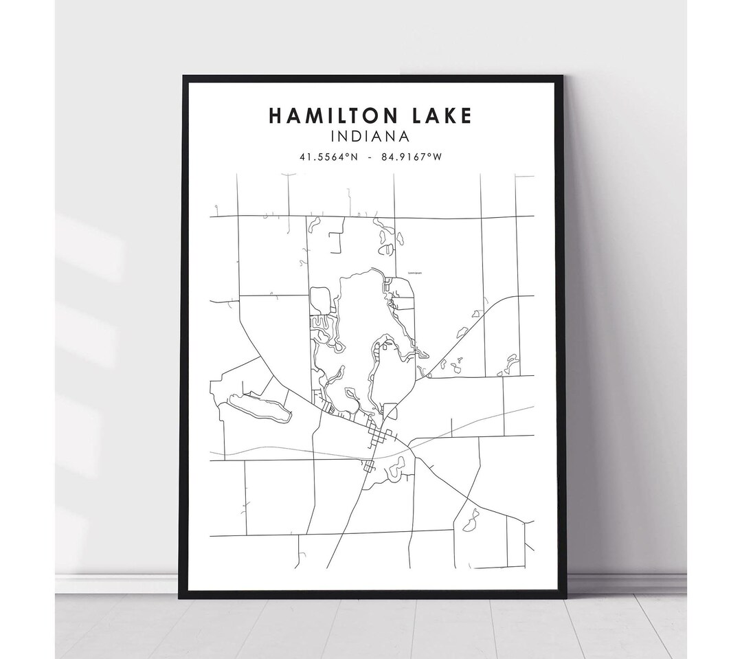 Hamilton Lake Map Print Hamilton Lake Indiana Map Print Etsy