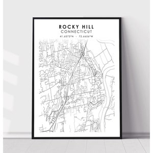 Rocky Hill Map Print | Rocky Hill Connecticut Map Print | Rocky Hill Connecticut Map Decor Canvas Print