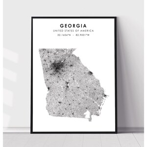 Georgia Map Print | Georgia US Map Print | Georgia US Map Decor Canvas Print