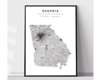 Georgia Map Print | Georgia US Map Print | Georgia US Map Decor Canvas Print